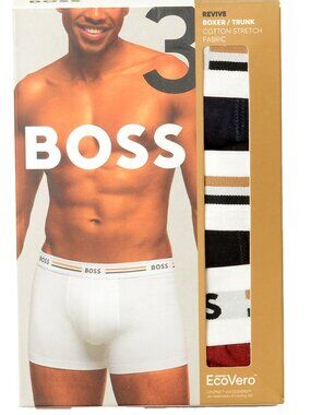 Hugo Boss Men's "Revive" Logo Strap 3Pack Boxer Trunk Underwear US 2XL IT 56